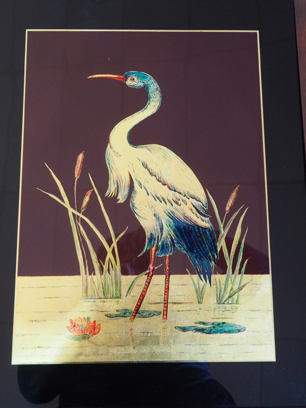 Pair of Reverse painted Cranes View III