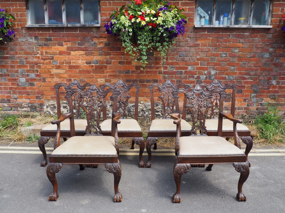 Set of six Chippendale Revival chairs