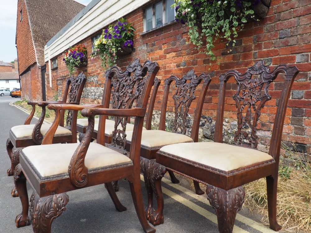 Set of six Chippendale Revival chairs View II