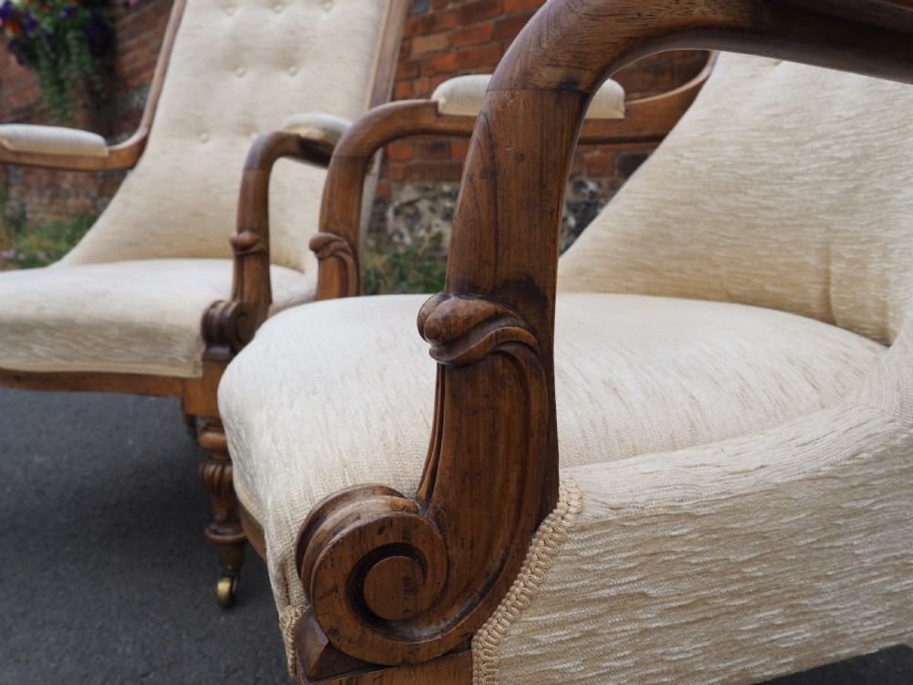 Pair of Victorian Rosewood armchairs View II