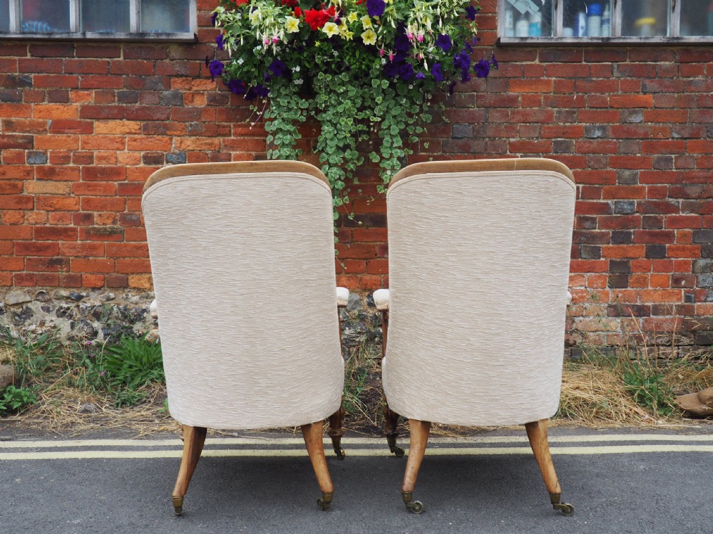 Pair of Victorian Rosewood armchairs View V
