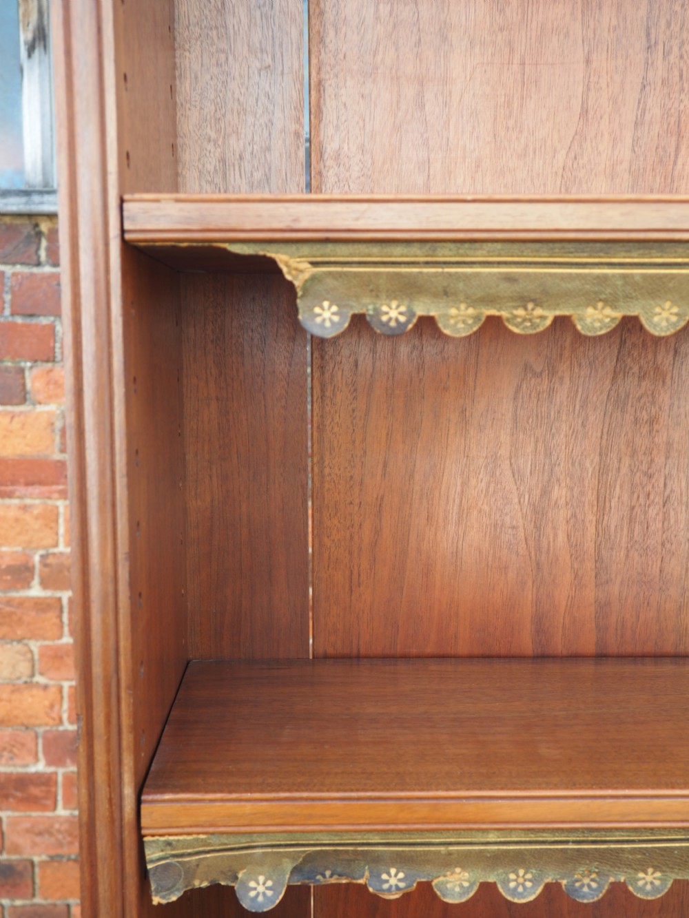 Pair of tall Walnut open Bookcases View VII