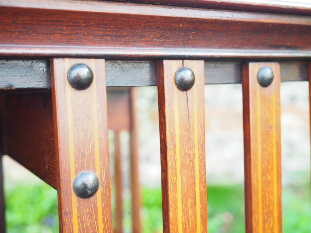 Edwardian inlaid Mahogany revolving bookcase View V