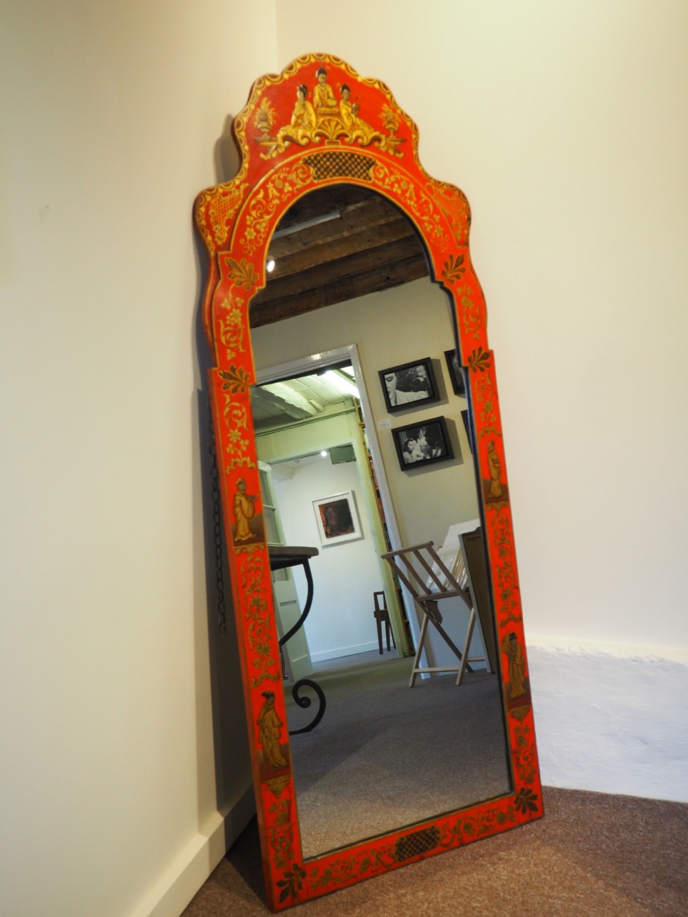 Antique Chinoiserie decorated mirror