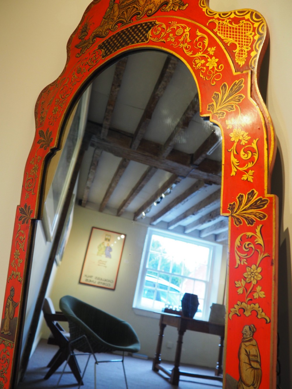 Antique Chinoiserie decorated mirror View III