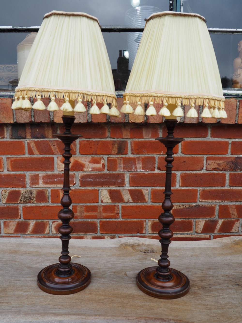 Pair of beautifully turned lamps