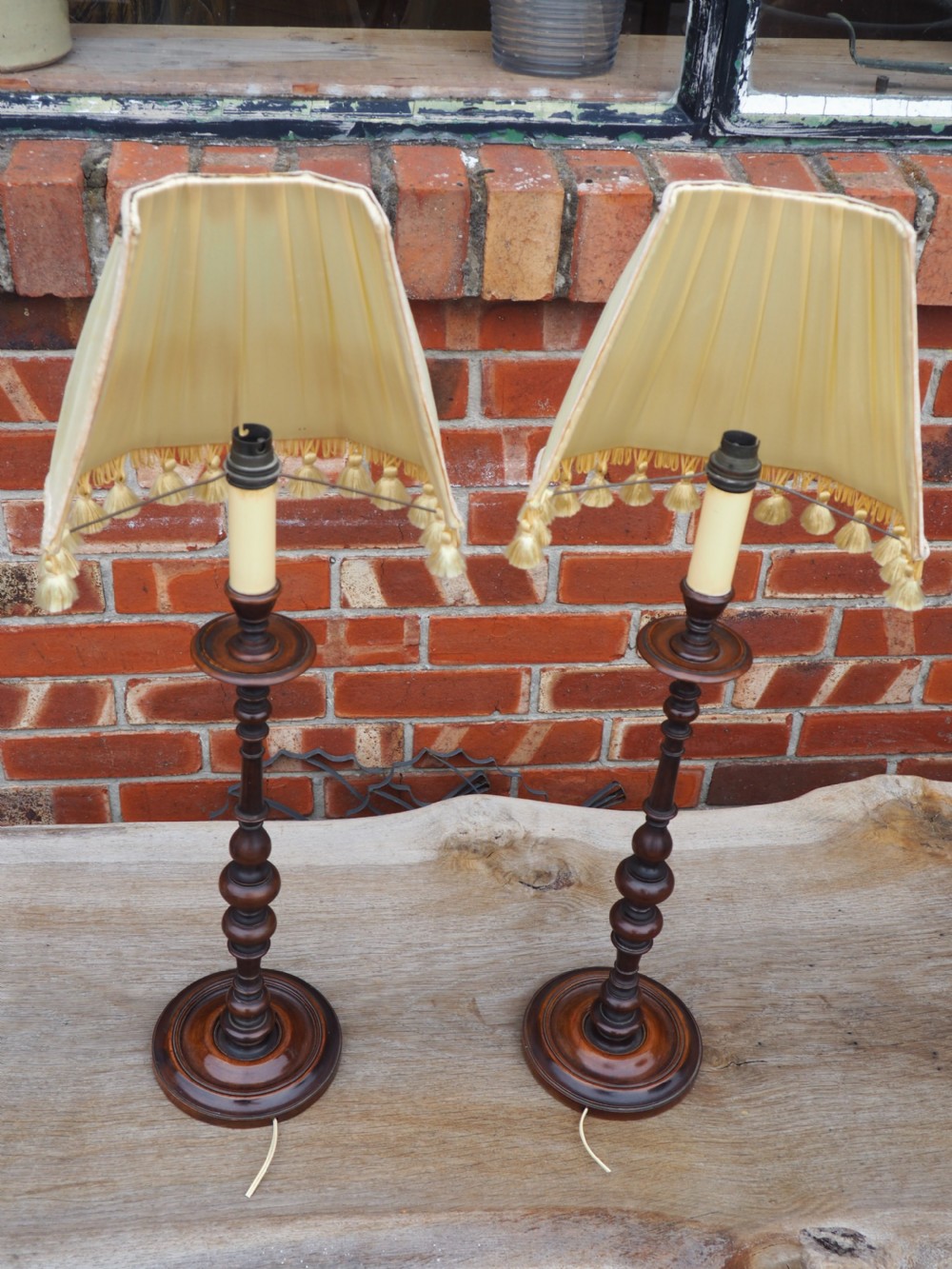 Pair of beautifully turned lamps View V