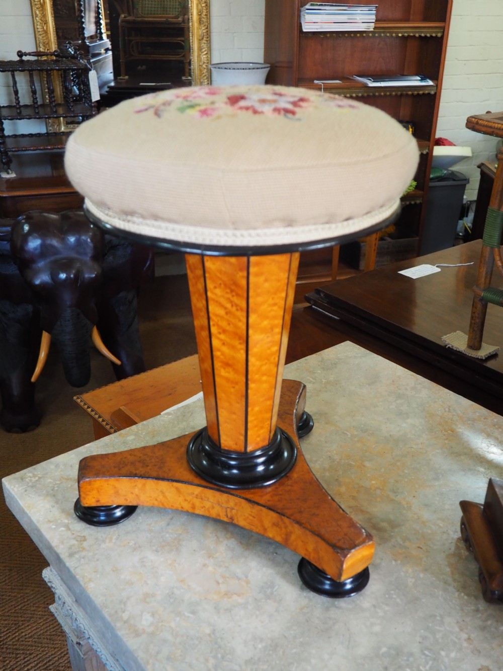Nineteenth century Birdseye Maple piano stool
