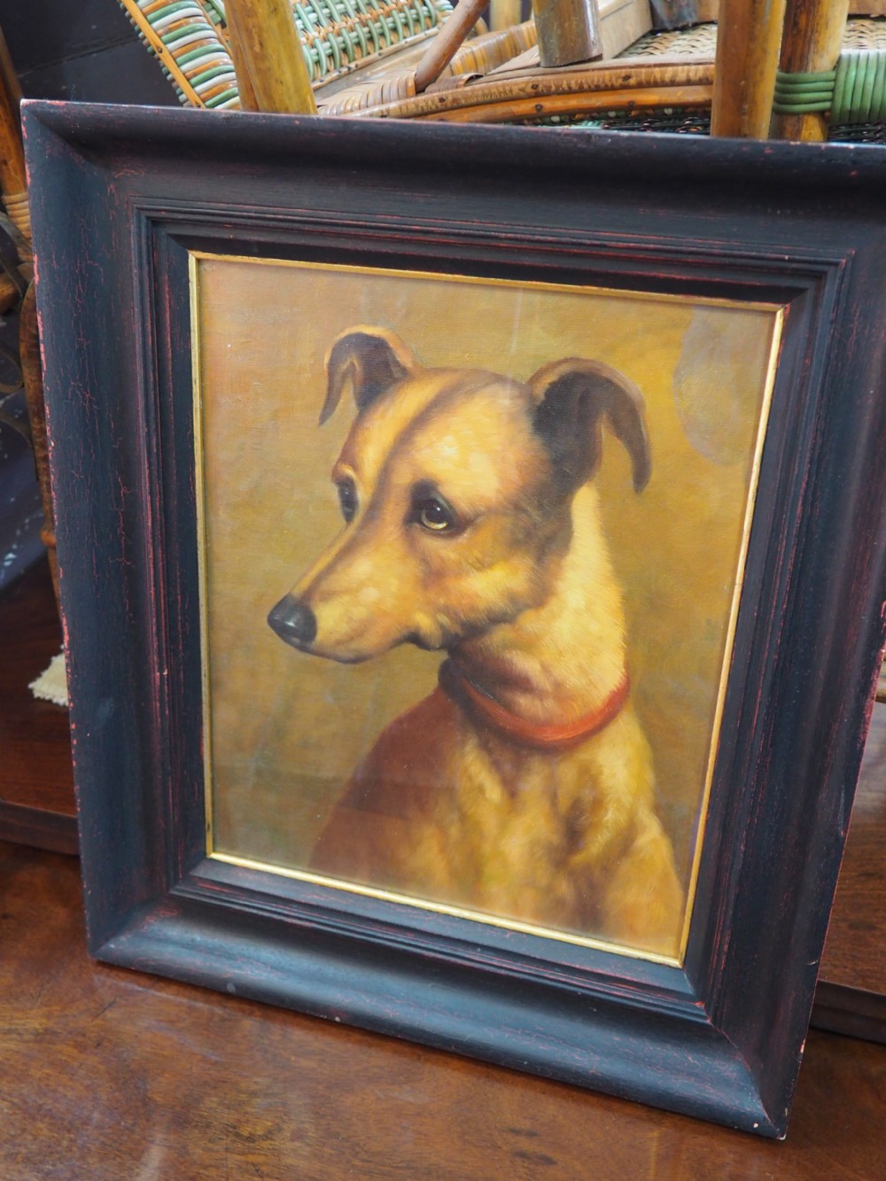 Oil on Board of a Lurcher