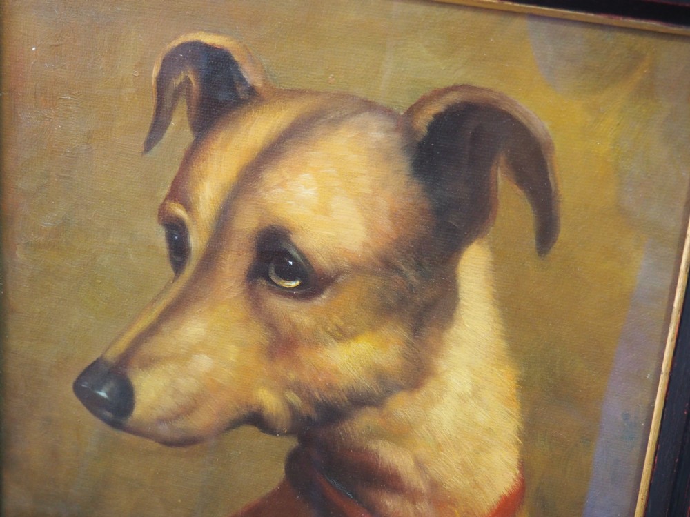 Oil on Board of a Lurcher View II