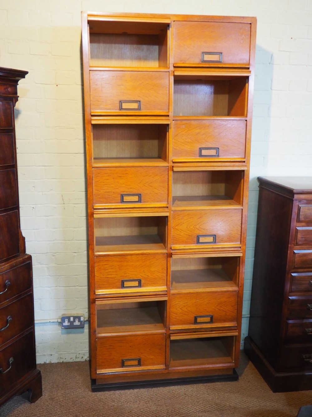 Oak bank of cabinets View II