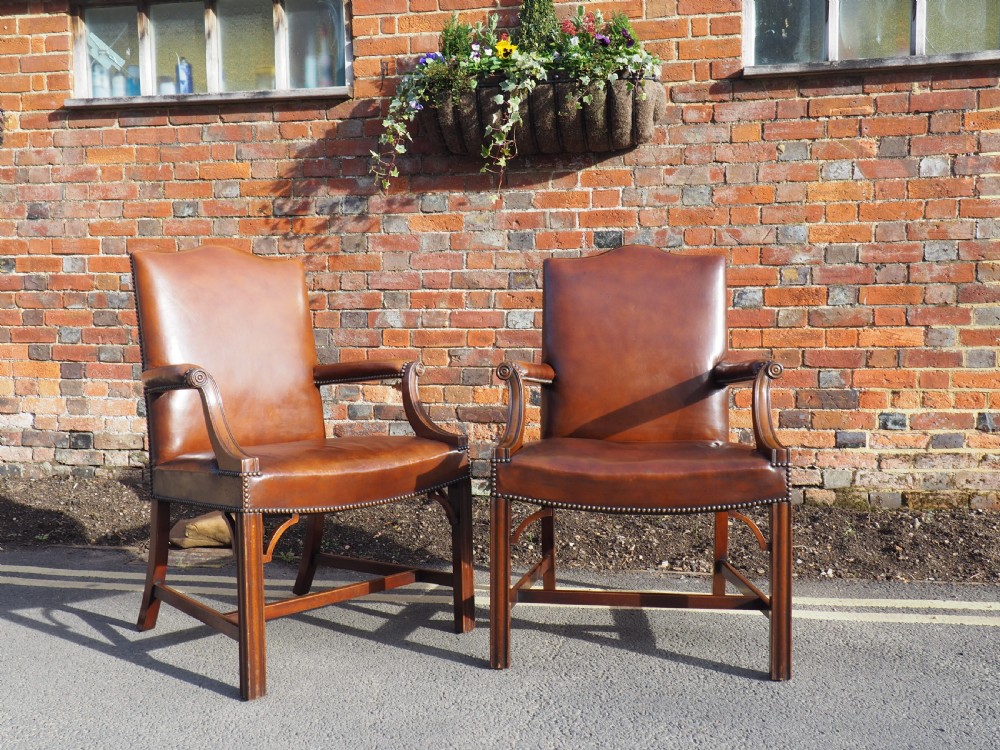 Pair of Leather library armchairs