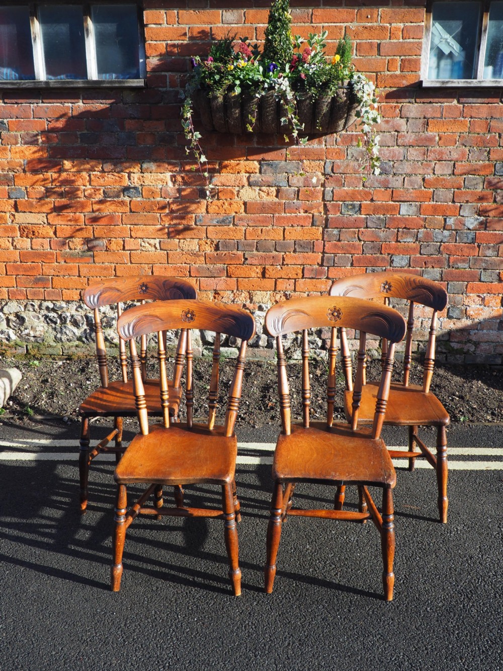 Set of four country kitchen chairs