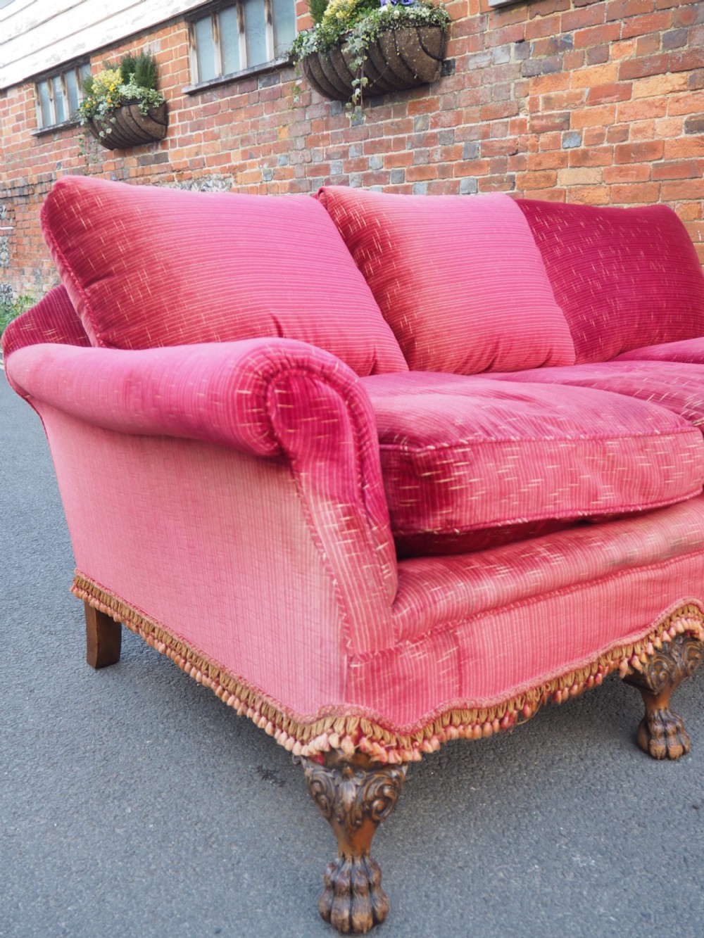 Edwardian Walnut deep seated sofa View V