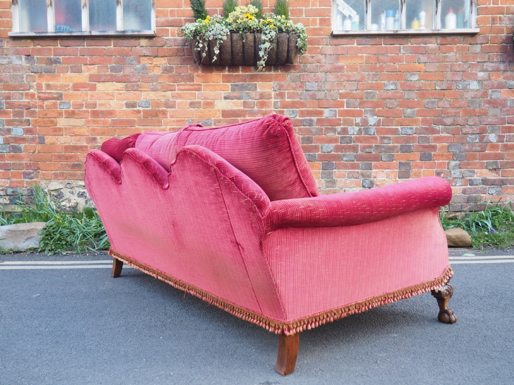 Edwardian Walnut deep seated sofa View VI