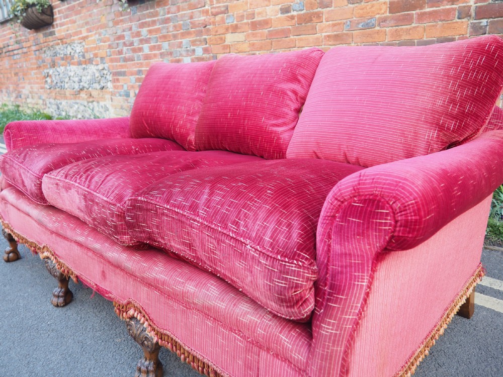 Edwardian Walnut deep seated sofa View IX