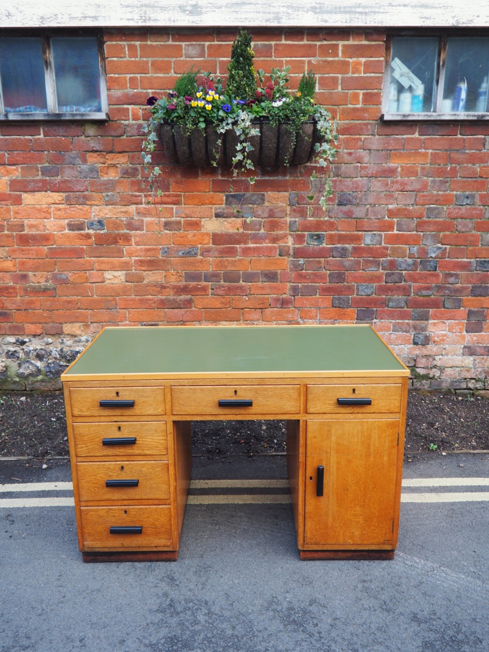 Oak pedestal desk