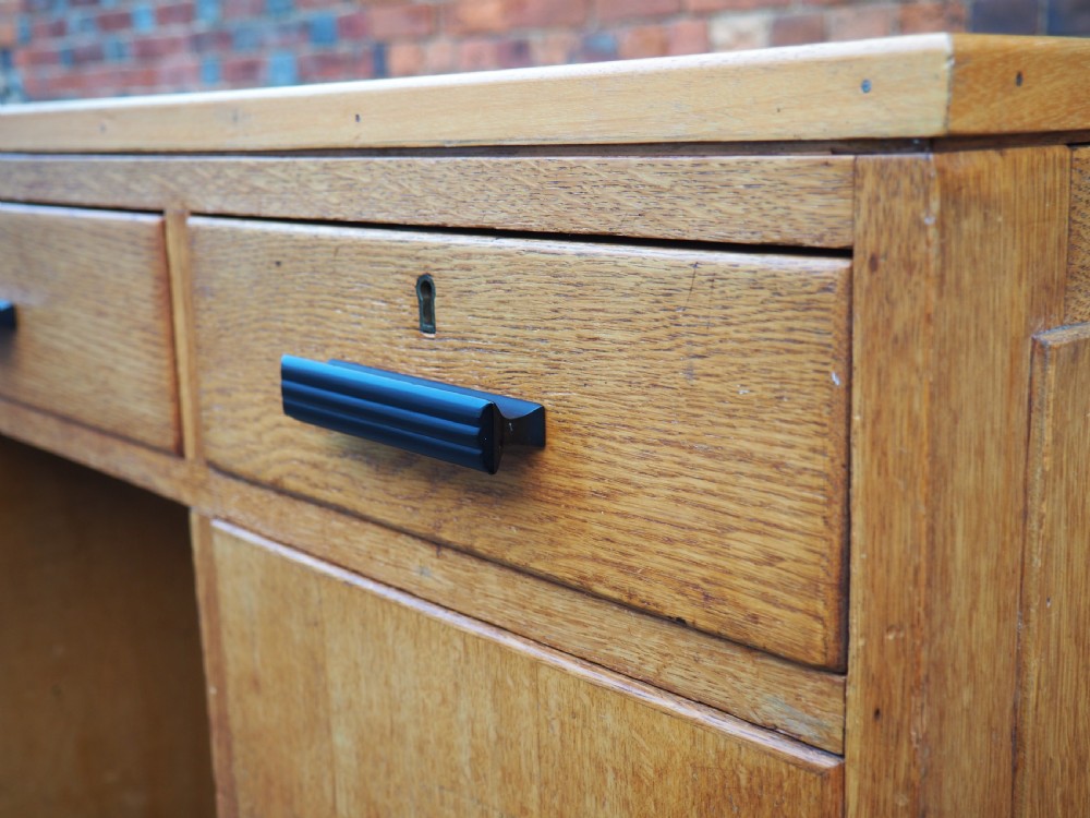 Oak pedestal desk View II