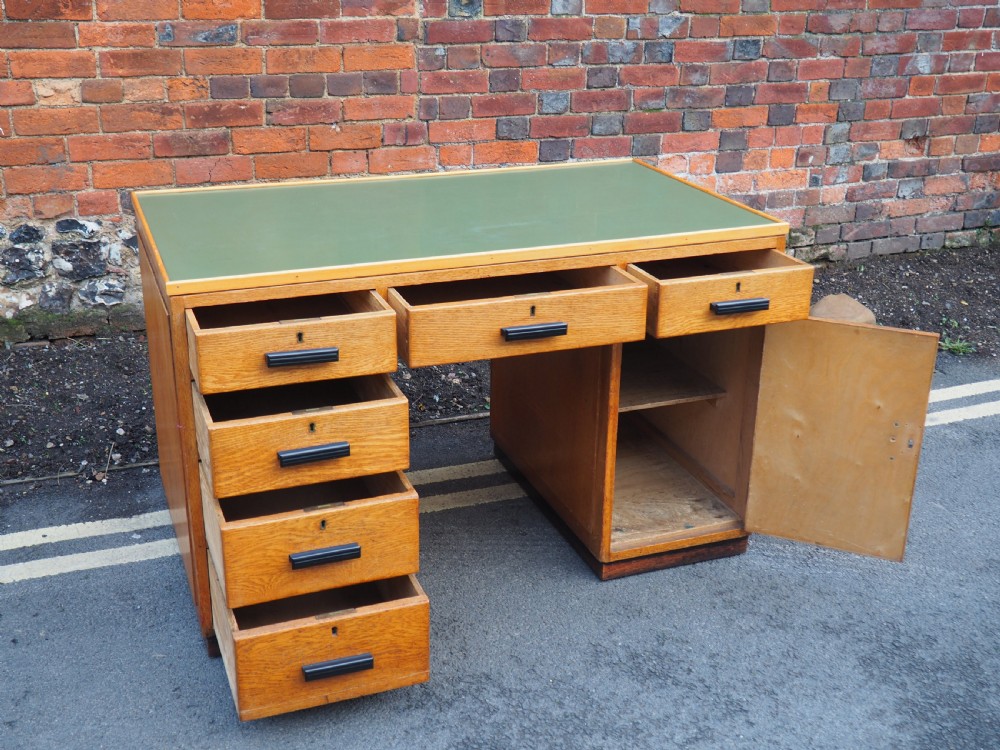 Oak pedestal desk View III