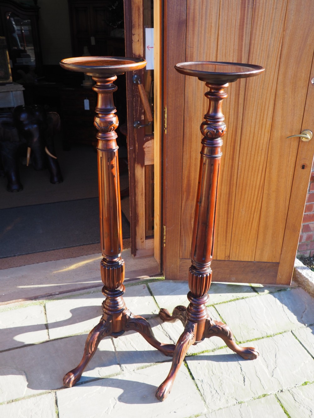 Pair of Mahogany Torcheres