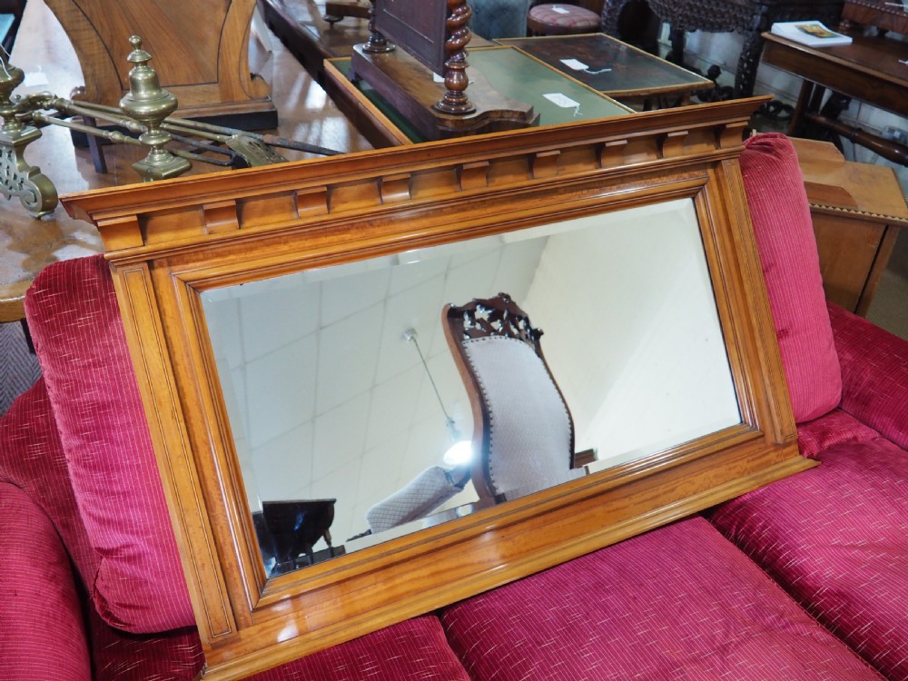 Edwardian Satinwood overmantle mirror