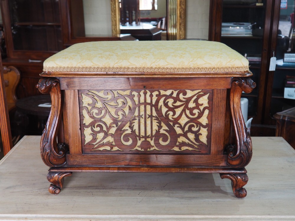 Victorian Rosewood Canterbury piano Stool