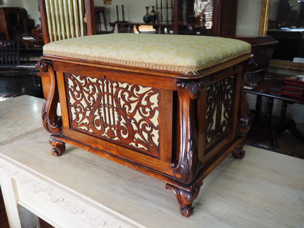 Victorian Rosewood Canterbury piano Stool View II