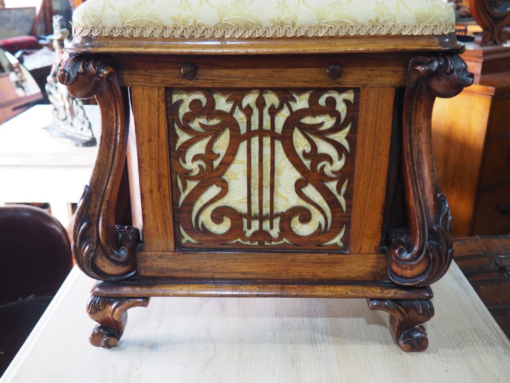 Victorian Rosewood Canterbury piano Stool View V