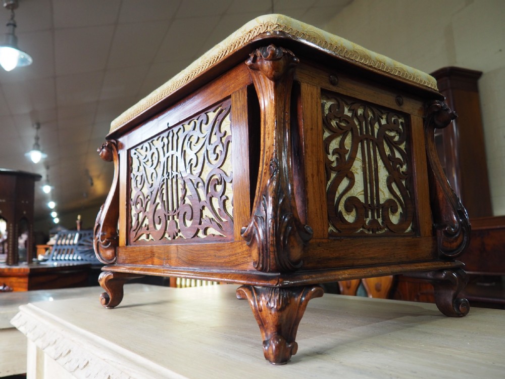Victorian Rosewood Canterbury piano Stool View VI