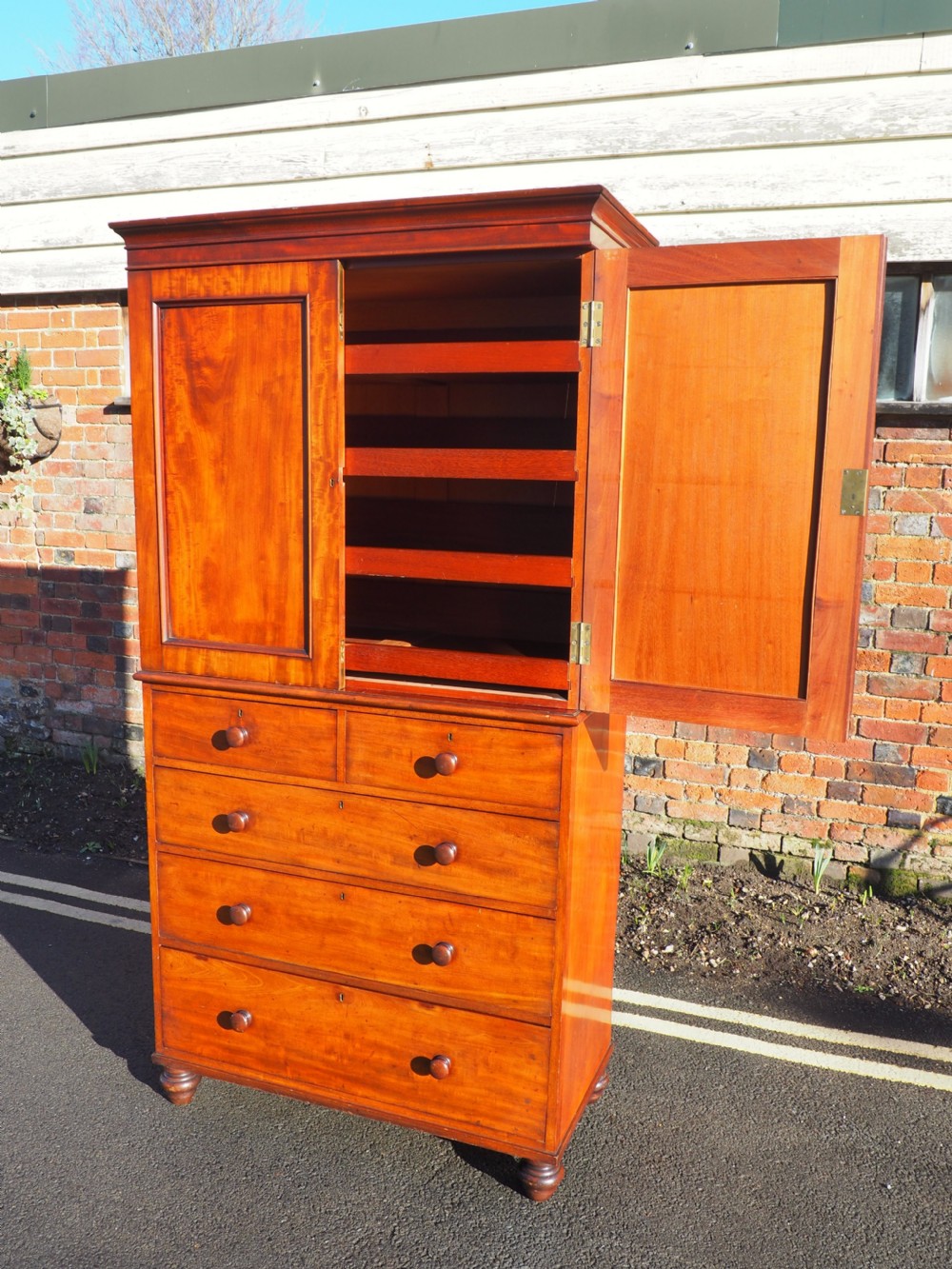 Early Victorian Mahogany Linen Press View VI