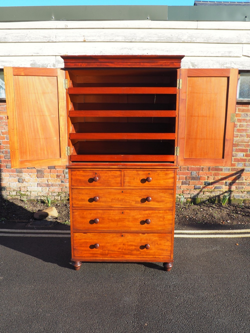 Early Victorian Mahogany Linen Press View VII