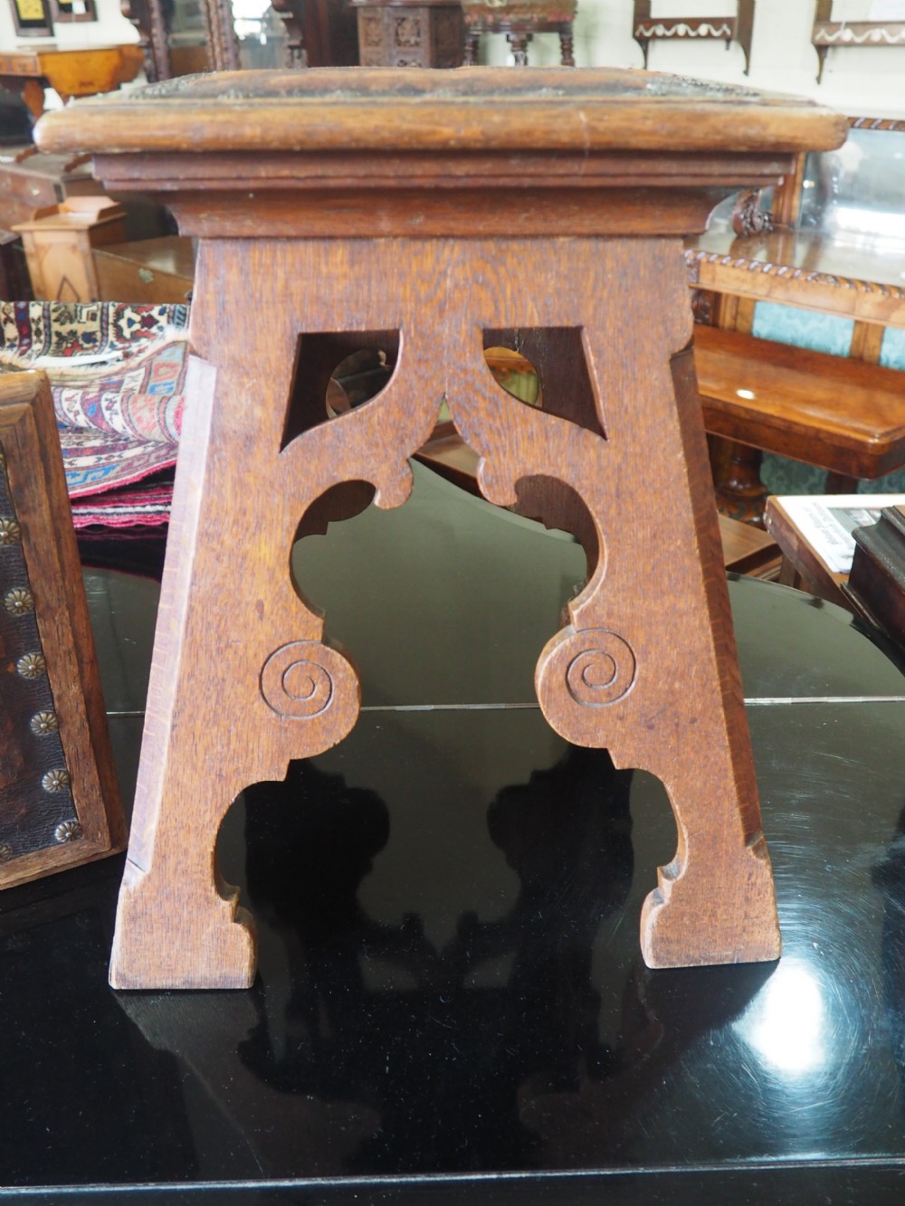 Pair of Oak and Leather stools View II