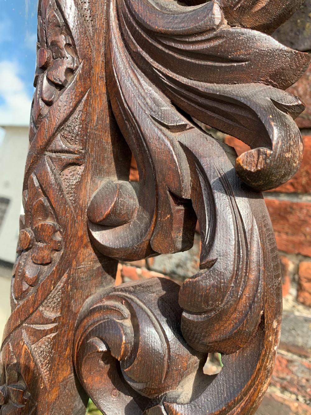 Very large carved Oak oval mirror  View V