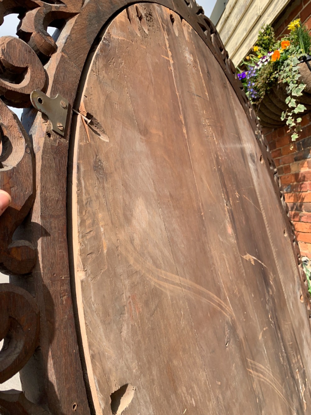 Very large carved Oak oval mirror  View VII