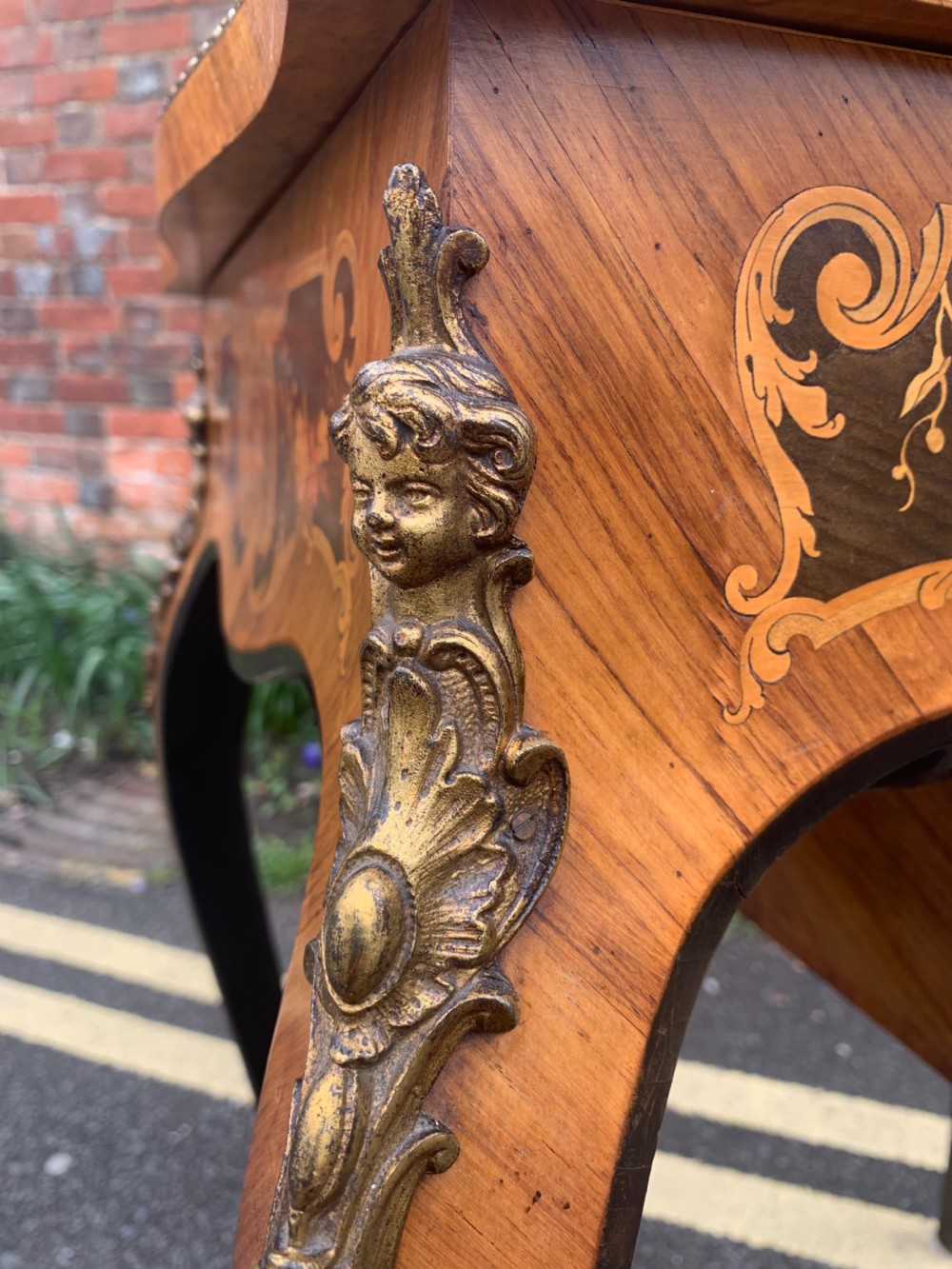 Nineteenth century marquetry work table View II