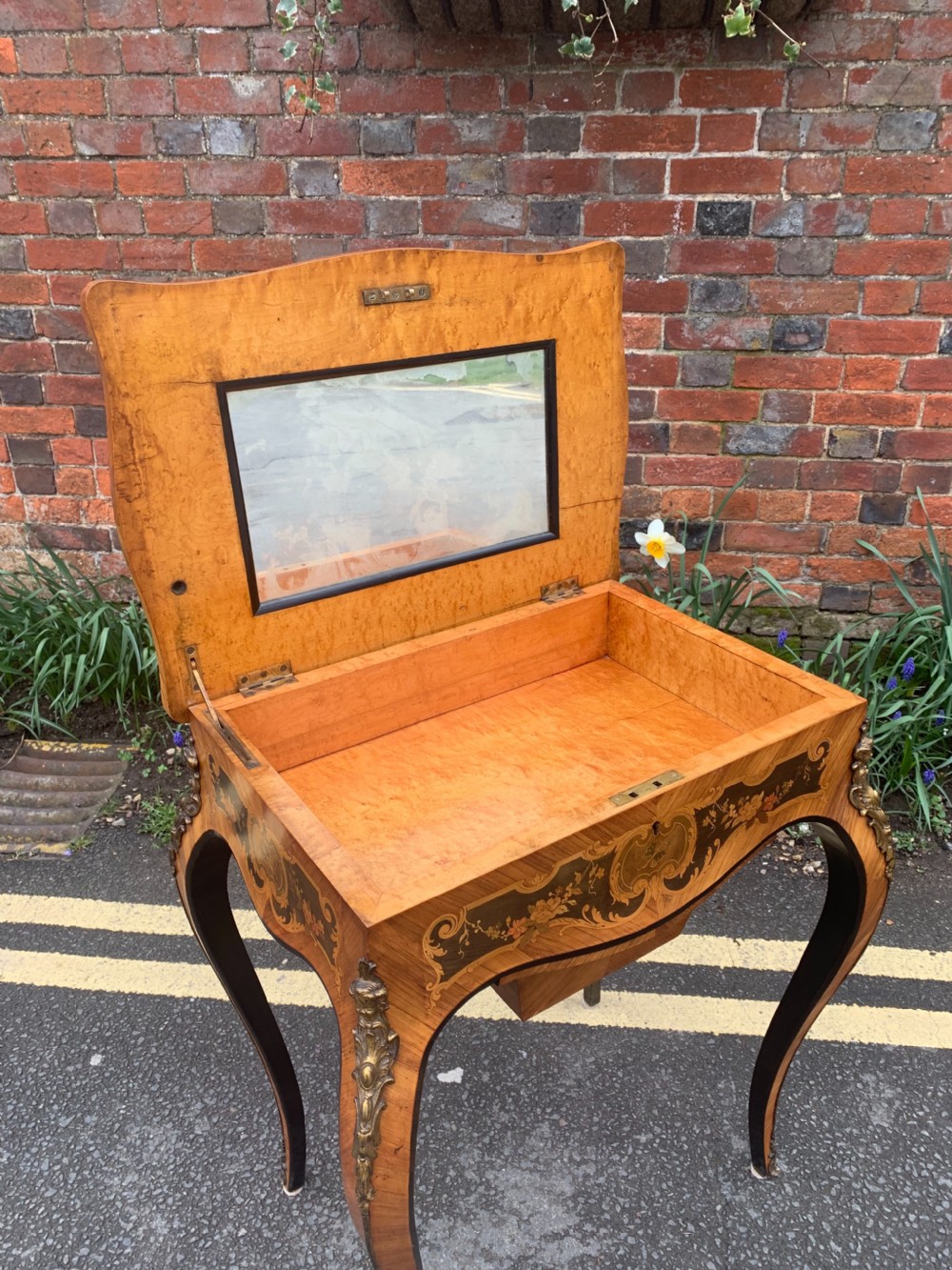 Nineteenth century marquetry work table View V