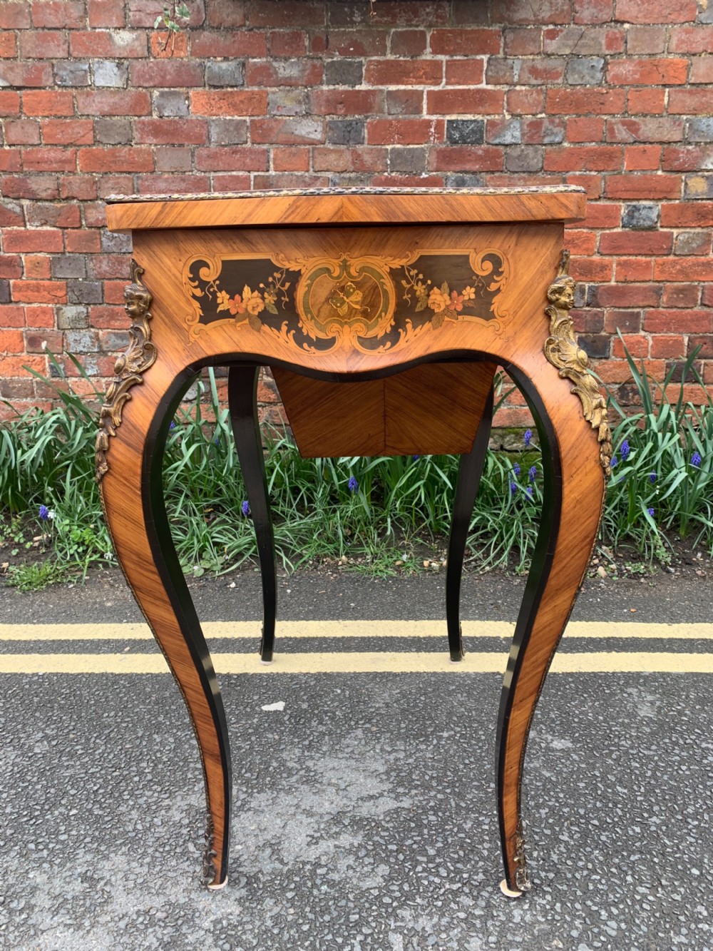 Nineteenth century marquetry work table View VIII