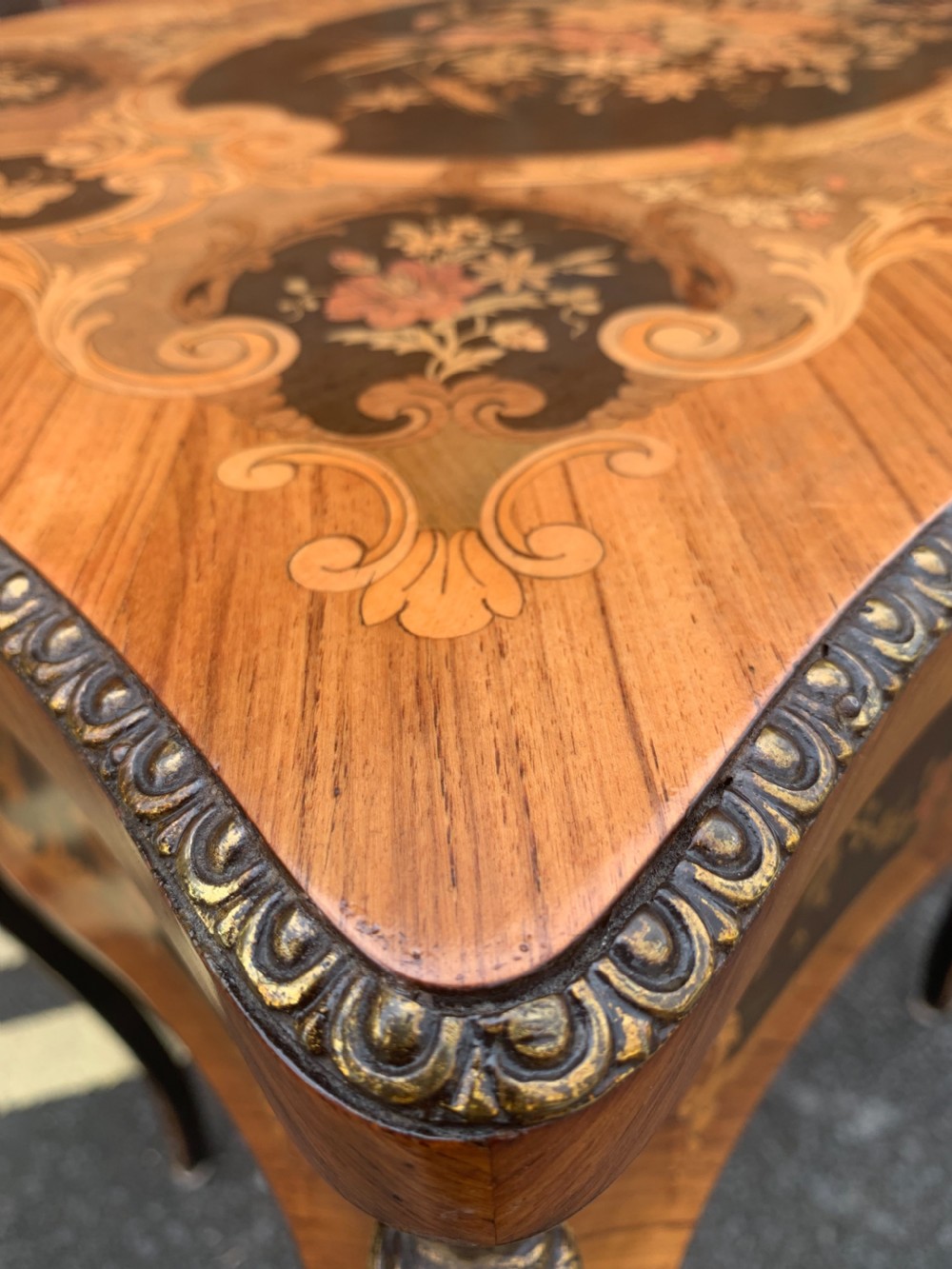 Nineteenth century marquetry work table View XII