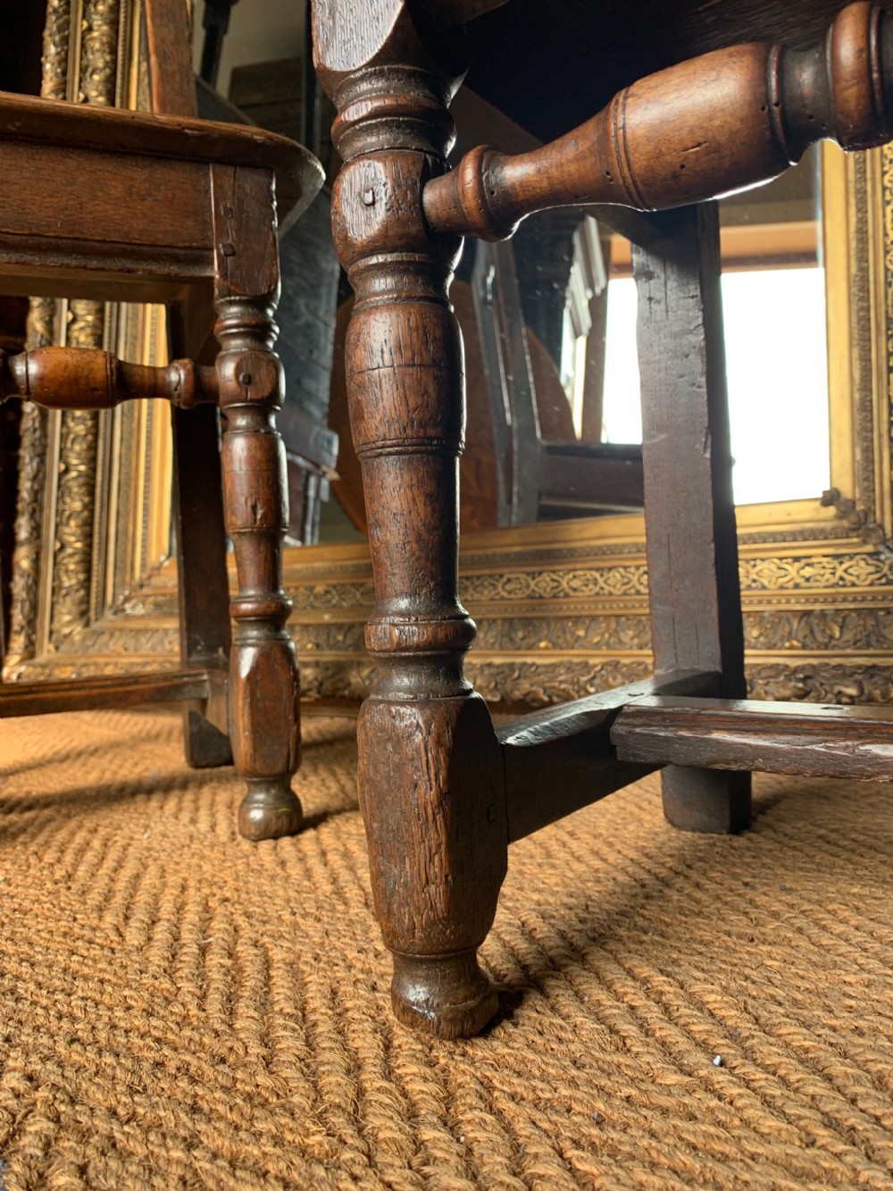 Pair of Oak back stools View II
