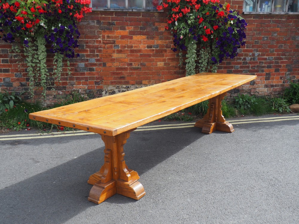 Large solid Oak refectory table View IV