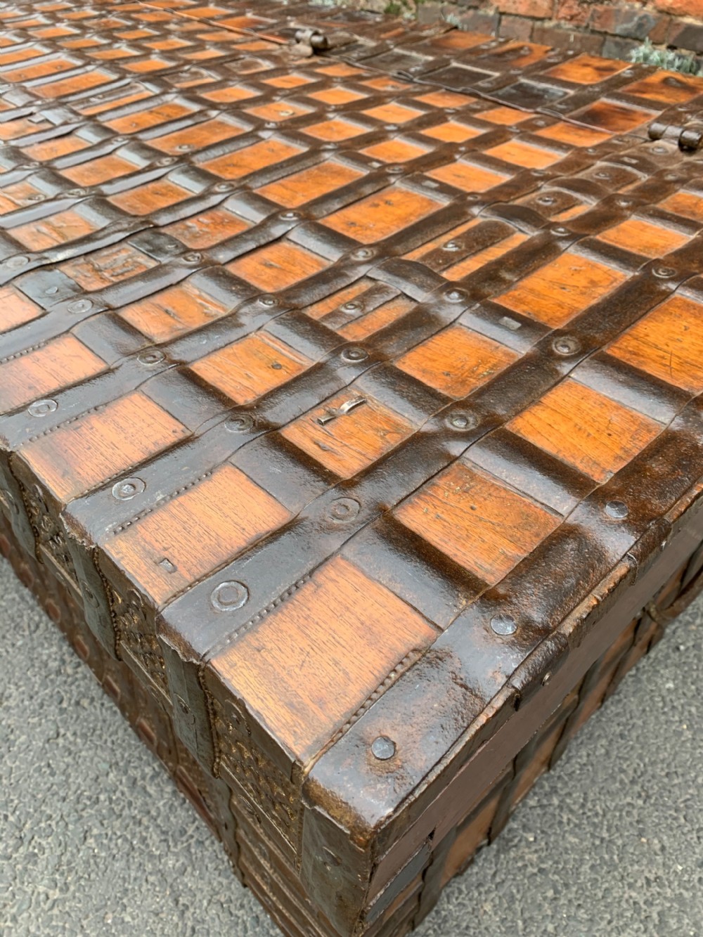 Large Nineteenth century Indian teak trunk  View IV