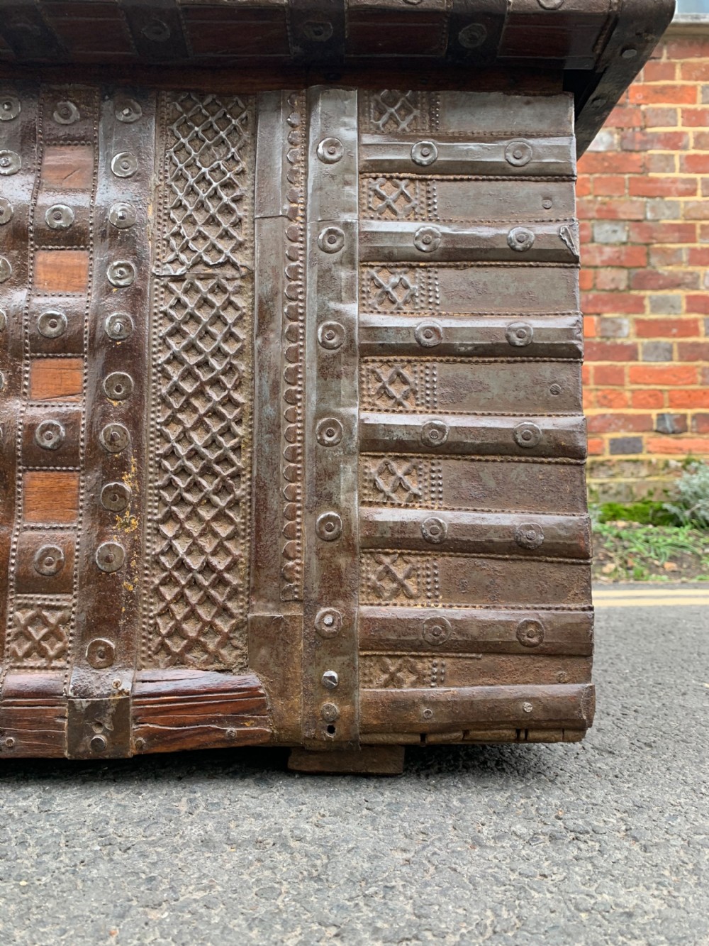 Large Nineteenth century Indian teak trunk  View VI
