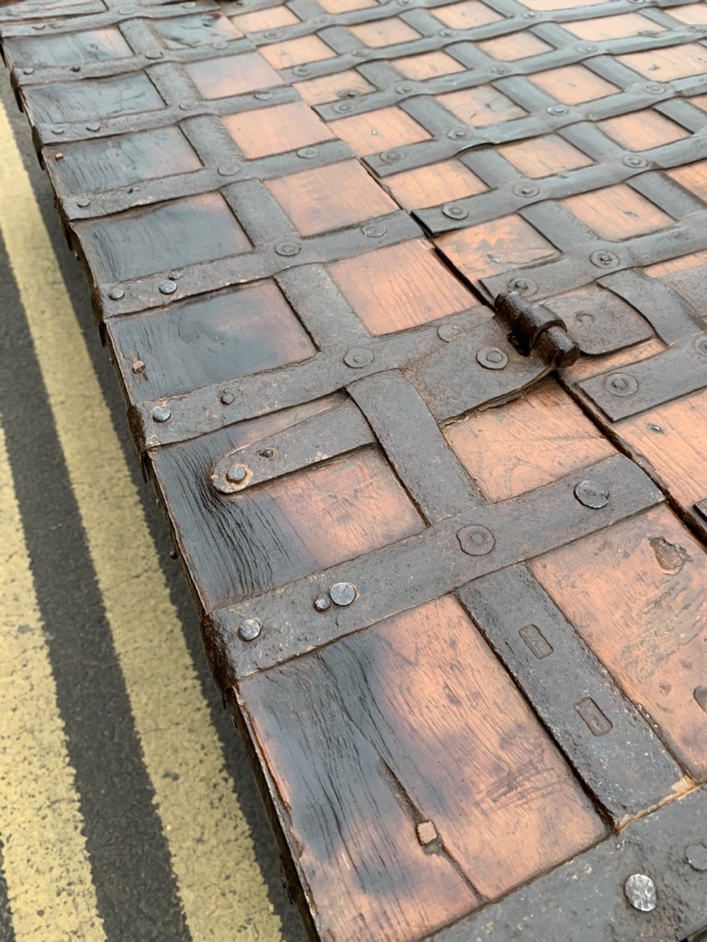 Large Nineteenth century Indian teak trunk  View VII