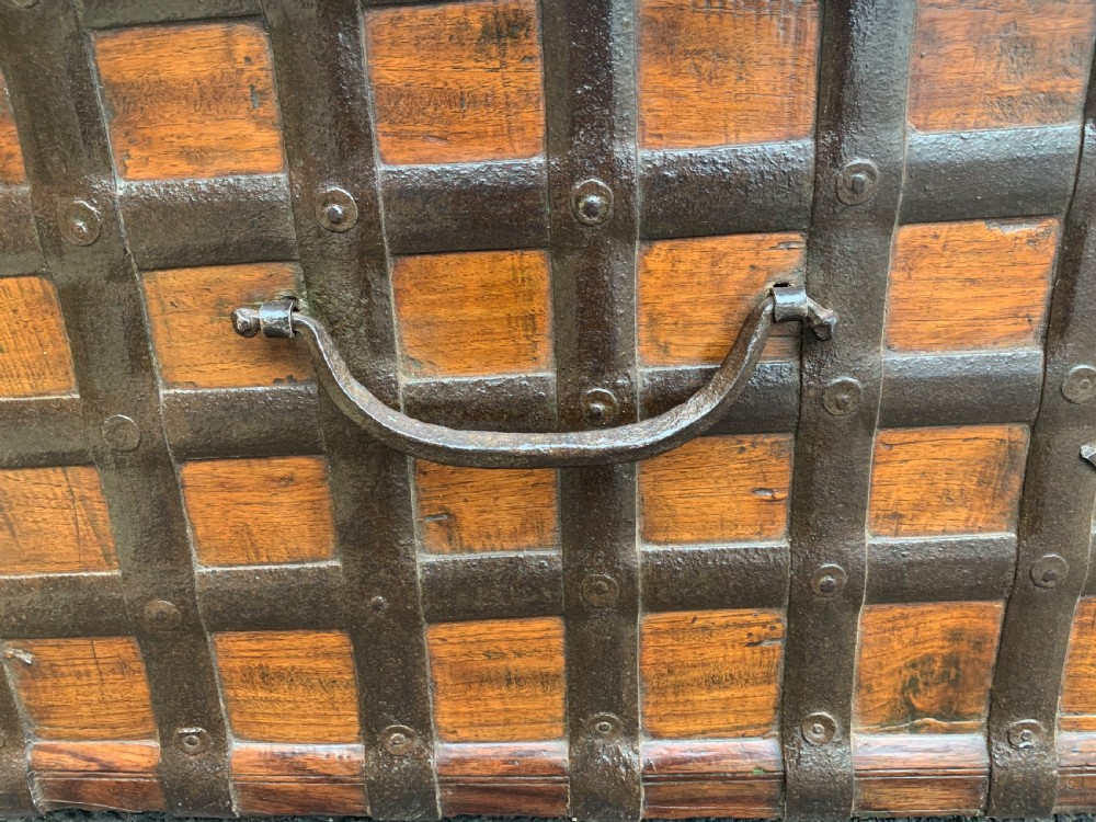 Large Nineteenth century Indian teak trunk  View IX