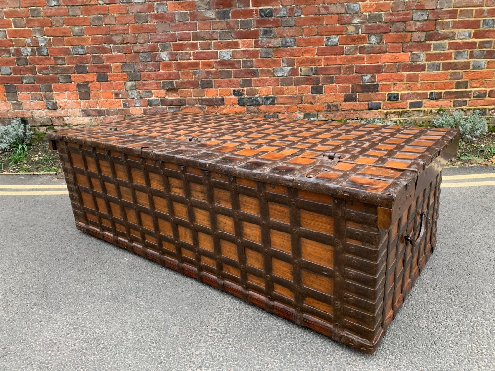 Large Nineteenth century Indian teak trunk  View XII