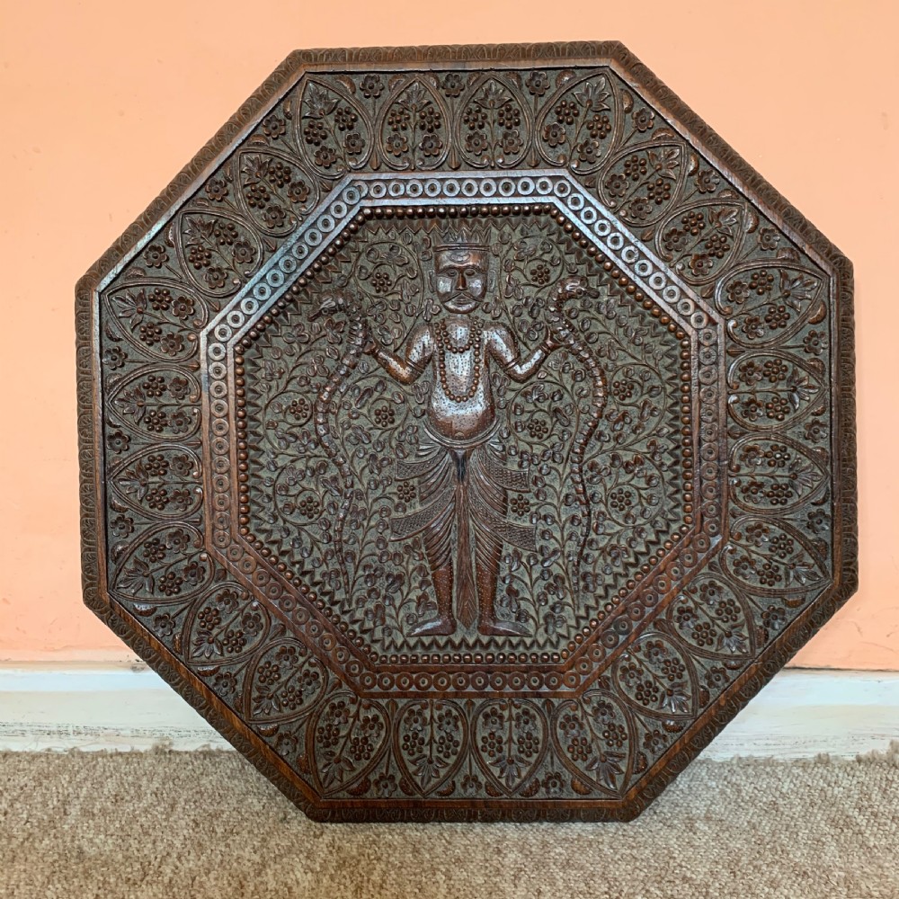 North Indian carved folding table  View II