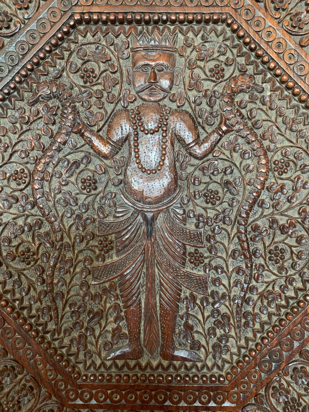North Indian carved folding table  View III