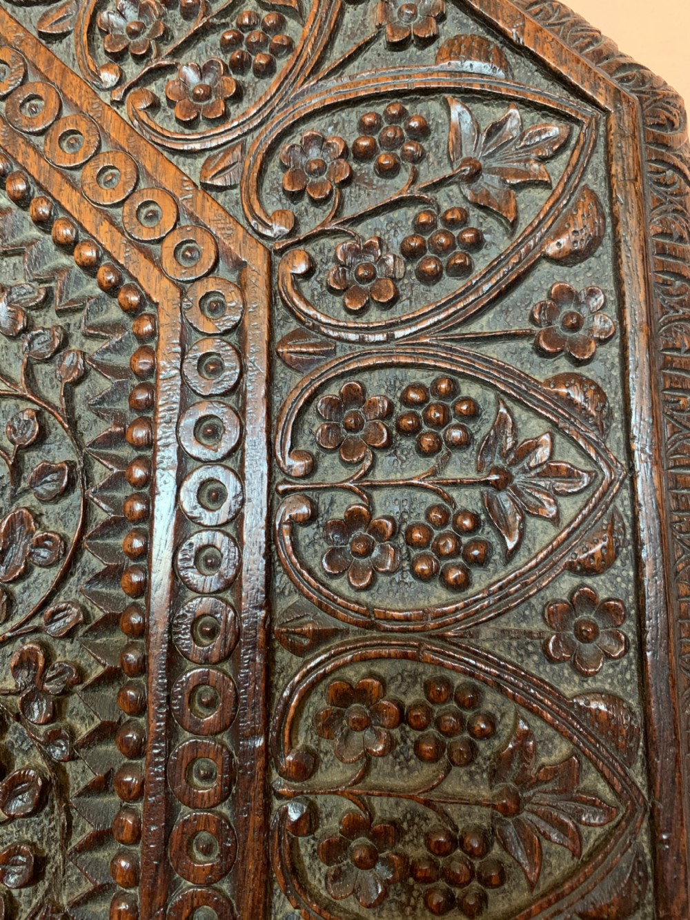 North Indian carved folding table  View V