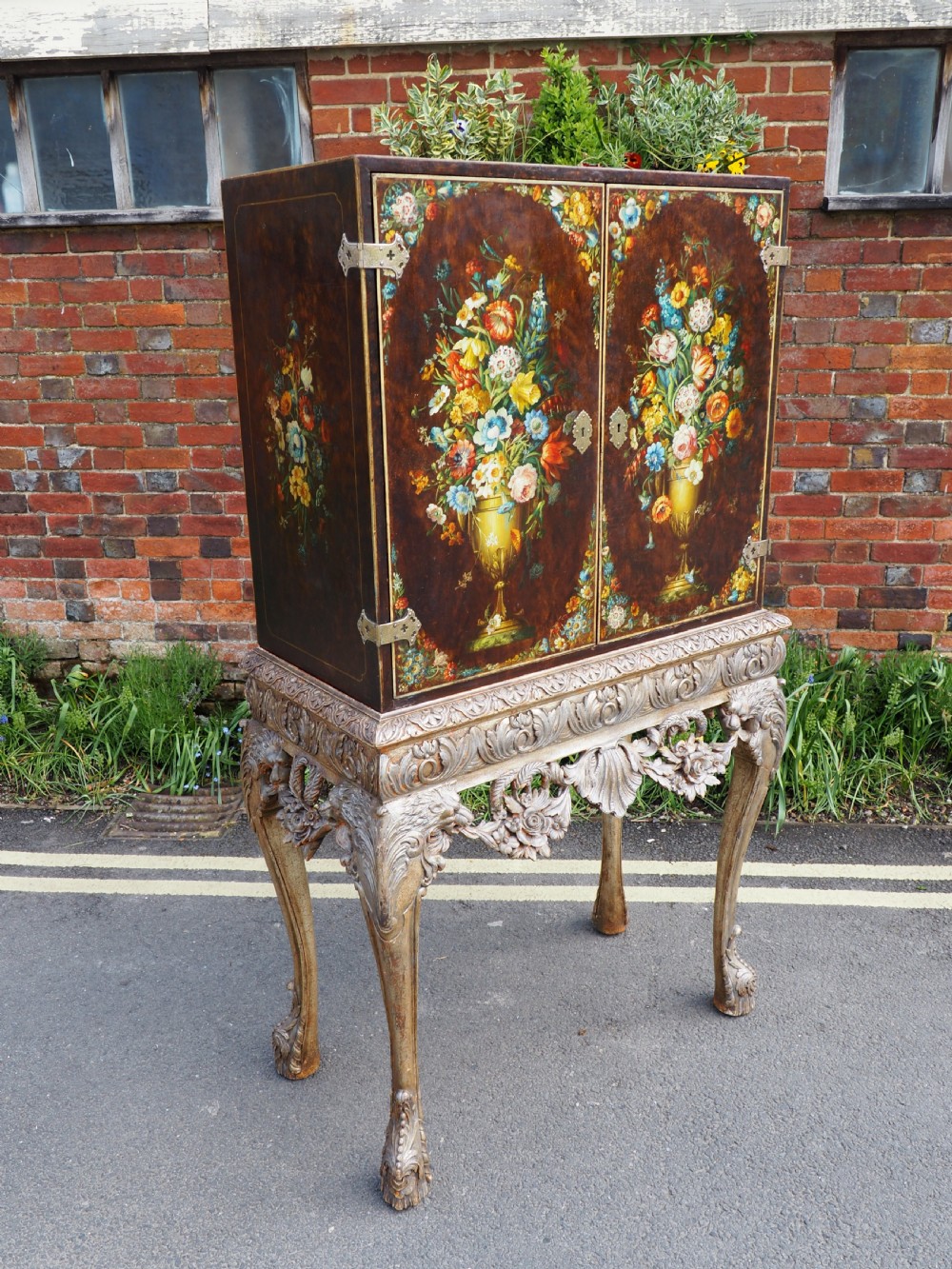 Decorative painted cabinet on stand