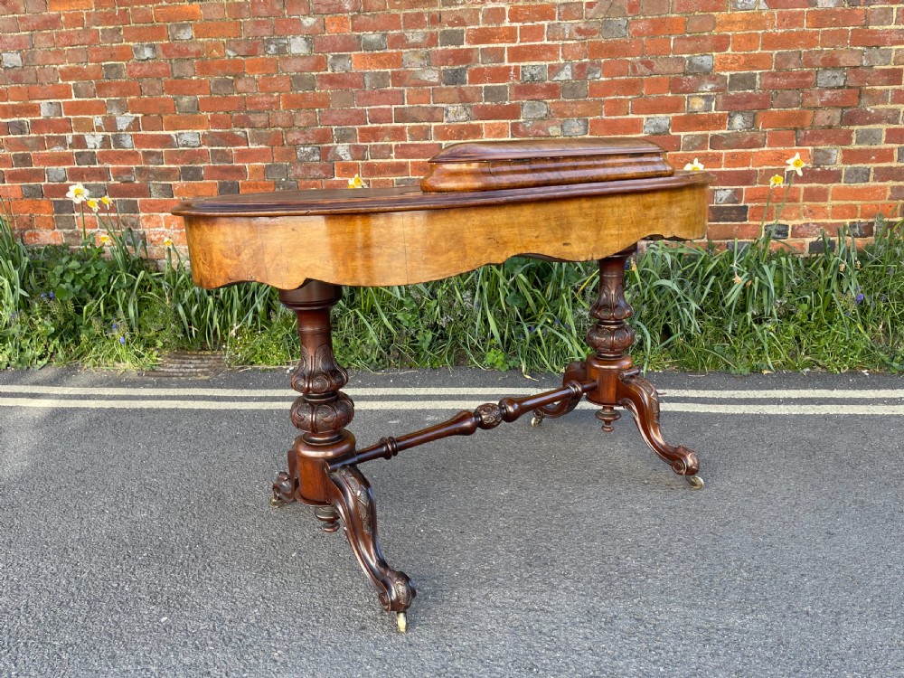Victorian walnut kidney shaped desk  View XII